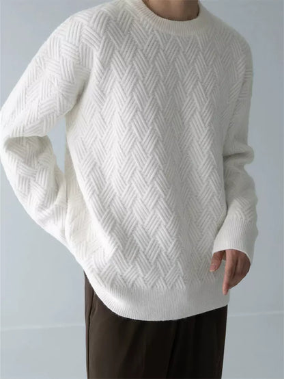 Dicker Herrenstrickpullover mit Karomuster