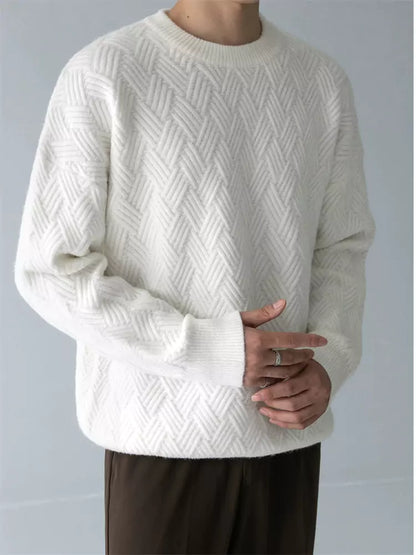 Dicker Herrenstrickpullover mit Karomuster