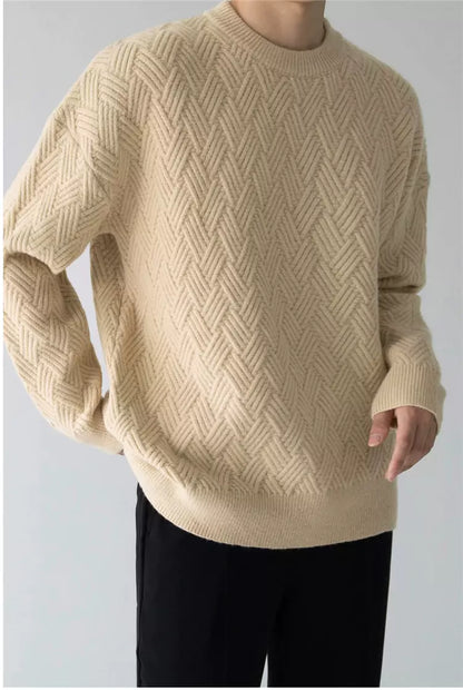 Dicker Herrenstrickpullover mit Karomuster