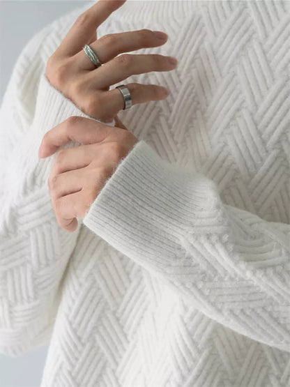 Dicker Herrenstrickpullover mit Karomuster