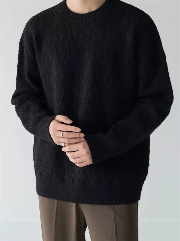 Dicker Herrenstrickpullover mit Karomuster