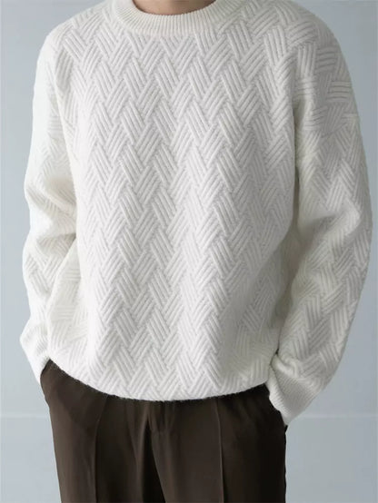 Dicker Herrenstrickpullover mit Karomuster