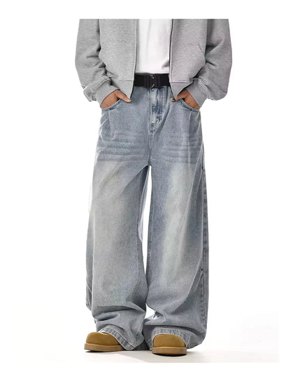 Vintage-Jeans für Herren, gewaschen, sauber geschnitten, gerades Bein