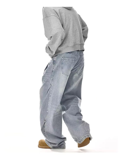 Vintage-Jeans für Herren, gewaschen, sauber geschnitten, gerades Bein