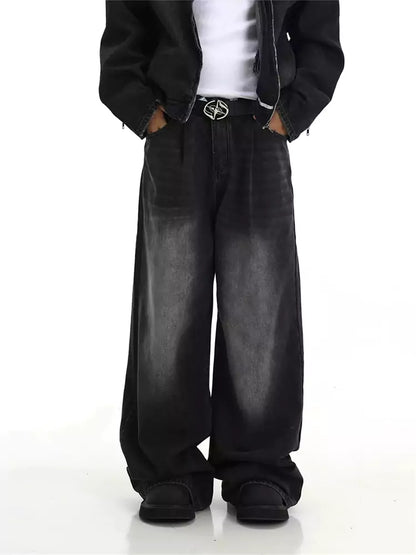 Herren-Jeans im Vintage-Look mit gewaschenem, sauberem Schnitt und weitem Bein