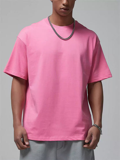 Herren-T-Shirt mit lockerer Passform, einfarbig, Kurzarm