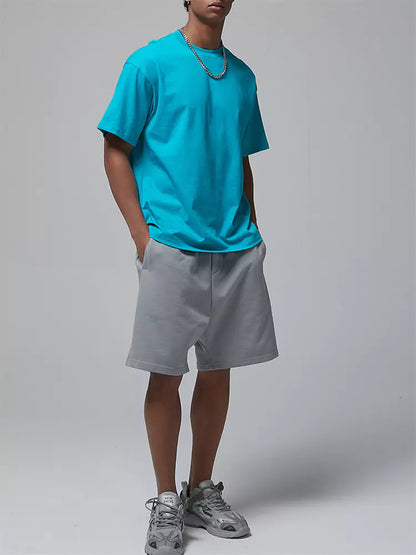 Herren-T-Shirt mit lockerer Passform, einfarbig, Kurzarm