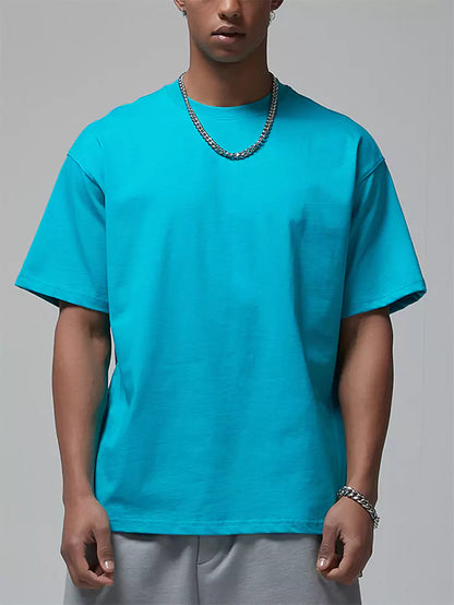 Herren-T-Shirt mit lockerer Passform, einfarbig, Kurzarm