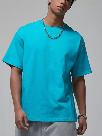 Herren-T-Shirt mit lockerer Passform, einfarbig, Kurzarm