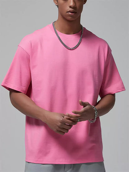 Herren-T-Shirt mit lockerer Passform, einfarbig, Kurzarm