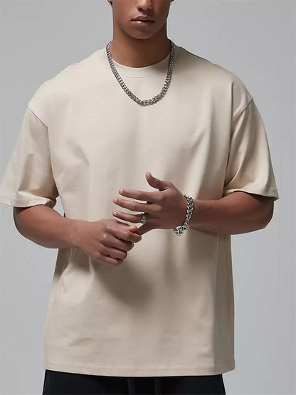 Herren-T-Shirt mit lockerer Passform, einfarbig, Kurzarm