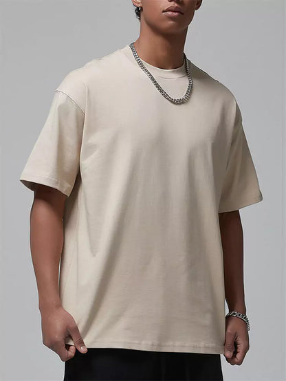 Herren-T-Shirt mit lockerer Passform, einfarbig, Kurzarm