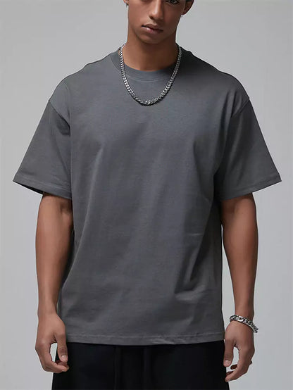 Herren-T-Shirt mit lockerer Passform, einfarbig, Kurzarm