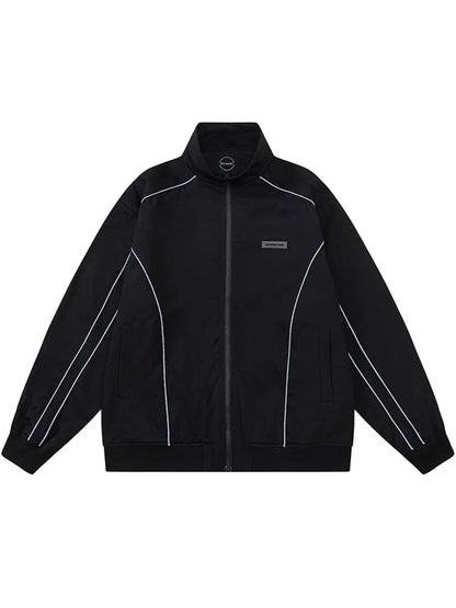 Herren-Oversize-Jacke in Unifarbe mit reflektierenden Paspeln