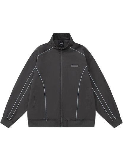 Herren-Oversize-Jacke in Unifarbe mit reflektierenden Paspeln