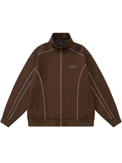 Herren-Oversize-Jacke in Unifarbe mit reflektierenden Paspeln