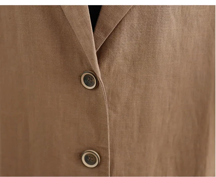 Mid-Length Notched Lapel Blazer with Patch Pockets