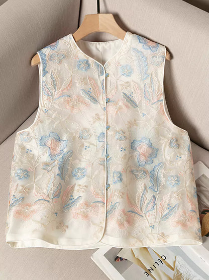 Modern Chinese Sheer Embroidery Vest 