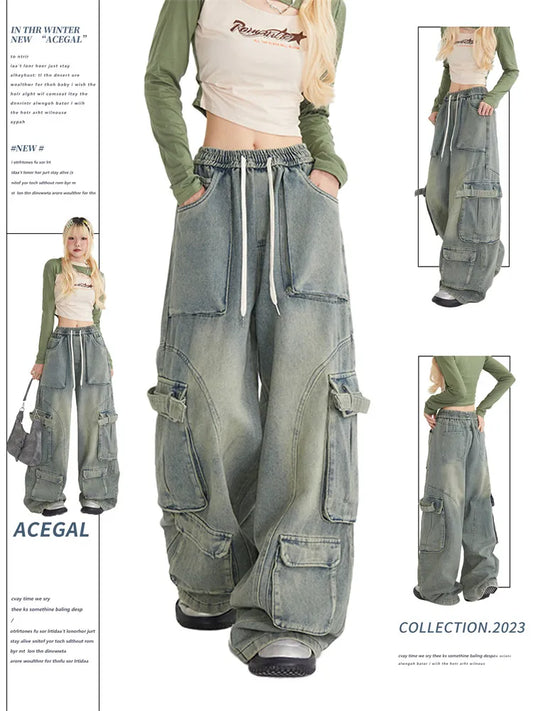 Y2K Multi Pocket Baggy Cargo Jeans