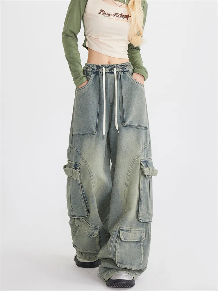 Y2K Baggy Cargo Jeans mit mehreren Taschen