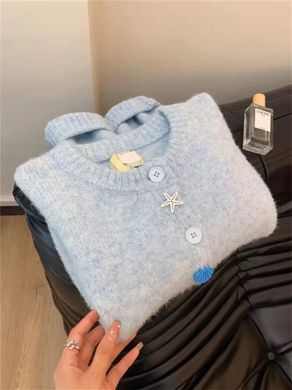 Cárdigan de punto de estilo suave y moderno con corte relajado