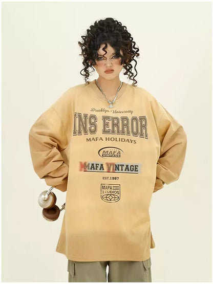 Oversized-Sweatshirt mit Used-Look, Batik-Ombré-Muster und Rundhalsausschnitt