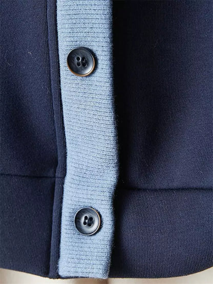 Sudadera extragrande de dos piezas de punto sintético con color en contraste