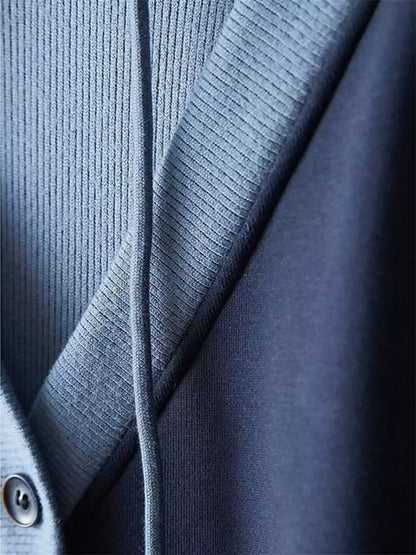 Sudadera extragrande de dos piezas de punto sintético con color en contraste