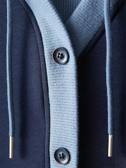 Sudadera extragrande de dos piezas de punto sintético con color en contraste