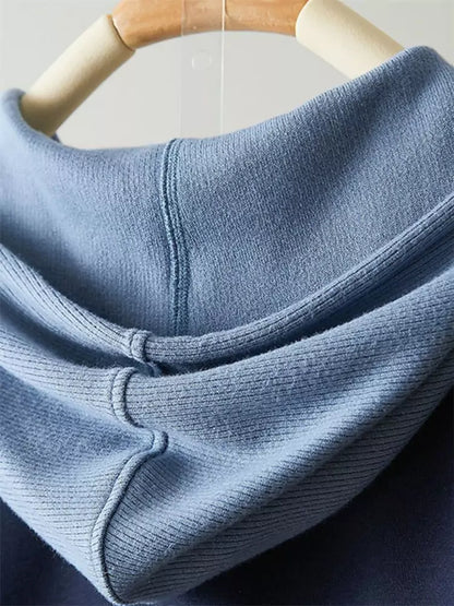 Sudadera extragrande de dos piezas de punto sintético con color en contraste