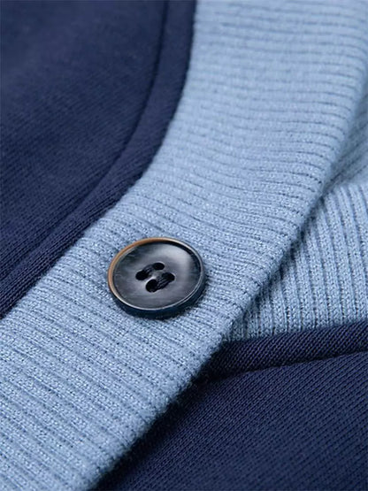 Sudadera extragrande de dos piezas de punto sintético con color en contraste