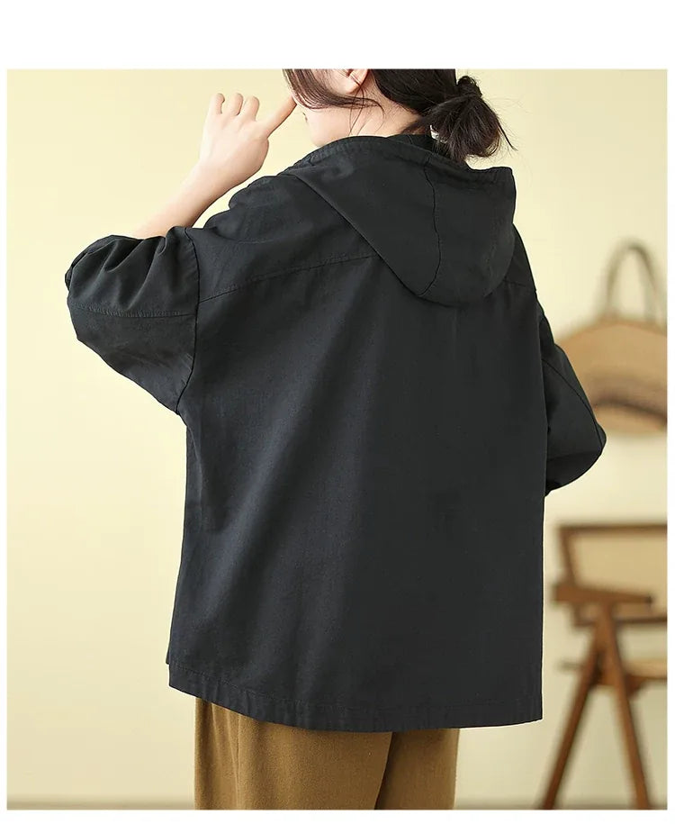 Oversized Hooded Shirt Jacket with Patch Pockets
