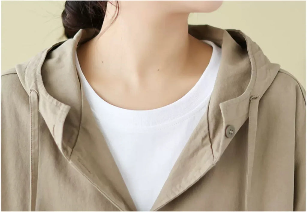 Oversized Hooded Shirt Jacket with Patch Pockets