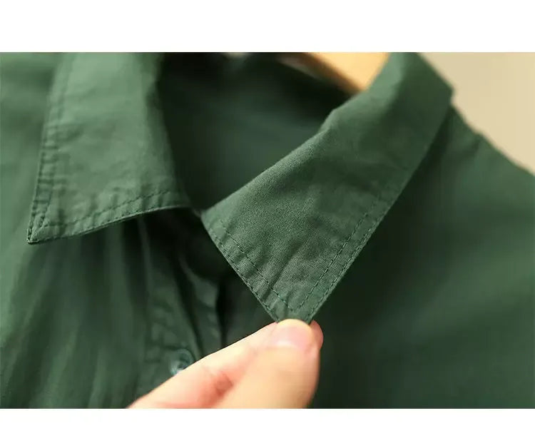 Oversized Knee-Length Shirt Jacket with Patch Pockets