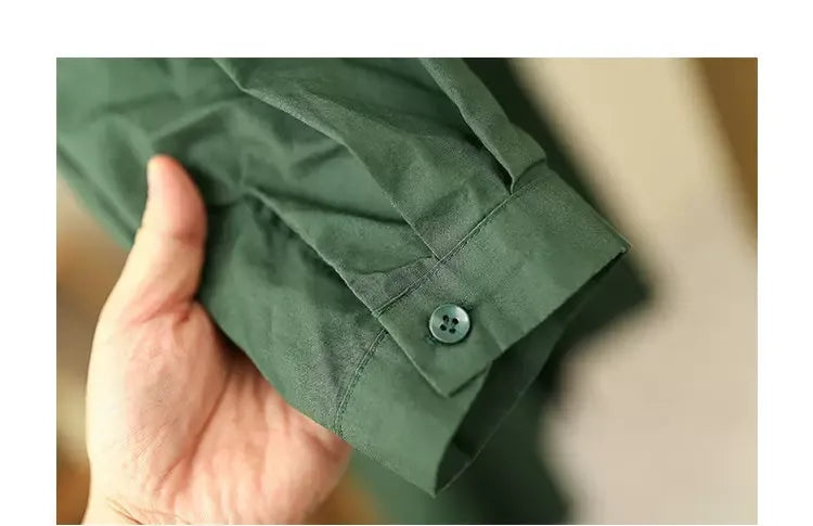 Oversized Knee-Length Shirt Jacket with Patch Pockets