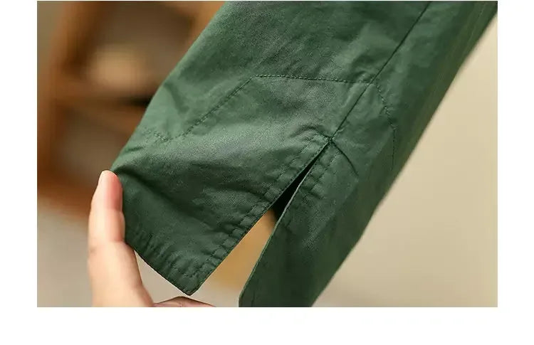 Oversized Knee-Length Shirt Jacket with Patch Pockets