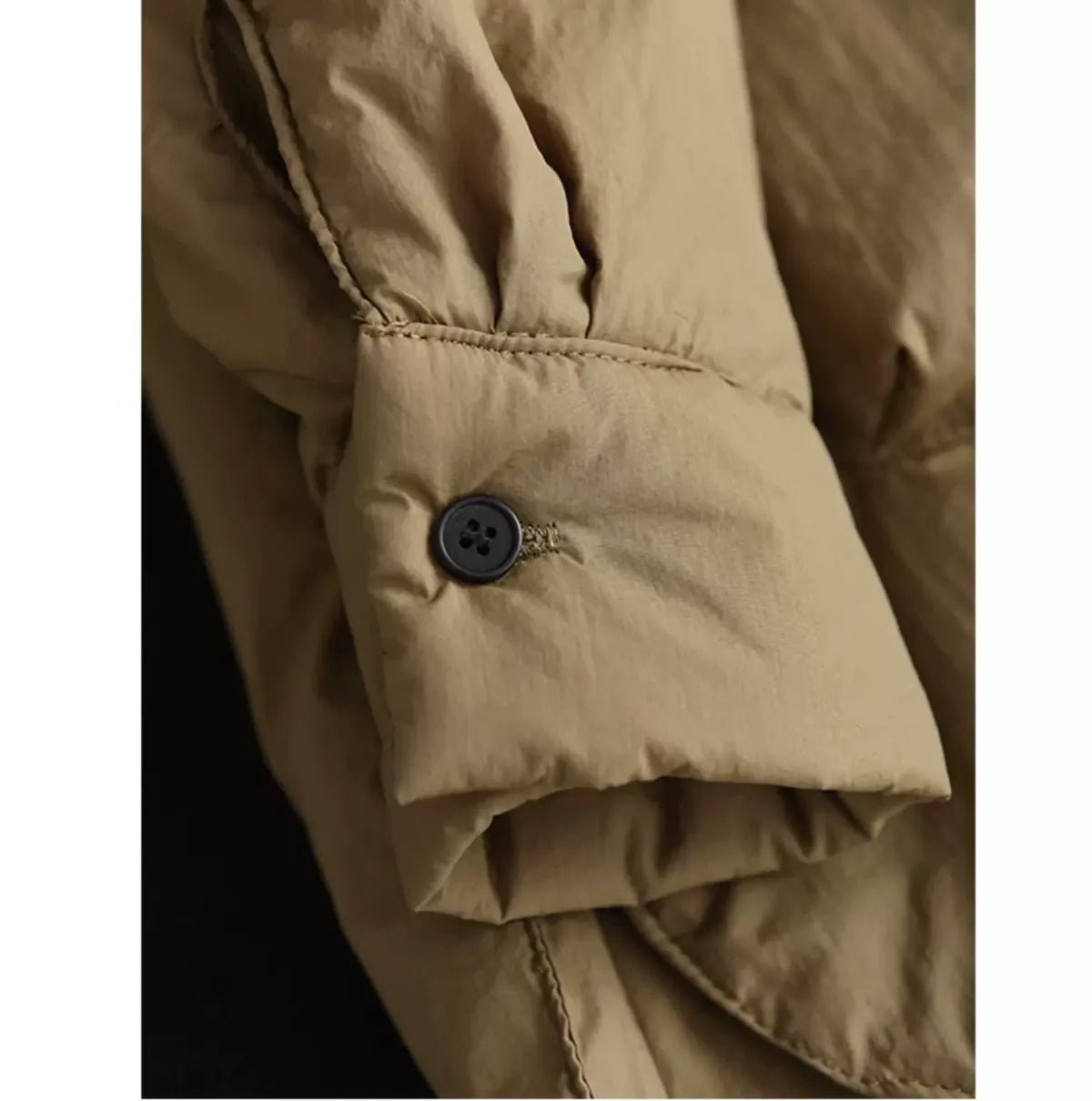 Oversized Padded Coat with Large Patch Pockets and Button Cuffs