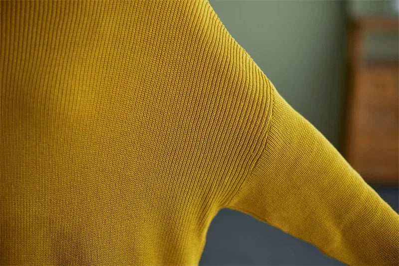 Oversized Ribbed Turtleneck Drop Shoulder Sweater