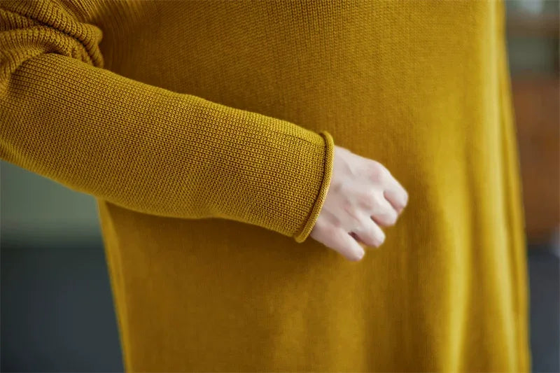 Oversized Ribbed Turtleneck Drop Shoulder Sweater