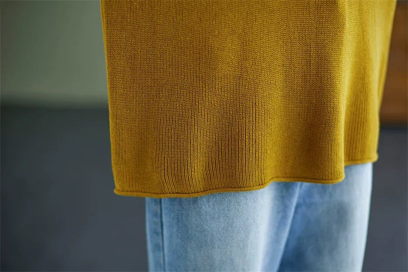 Oversized Ribbed Turtleneck Drop Shoulder Sweater