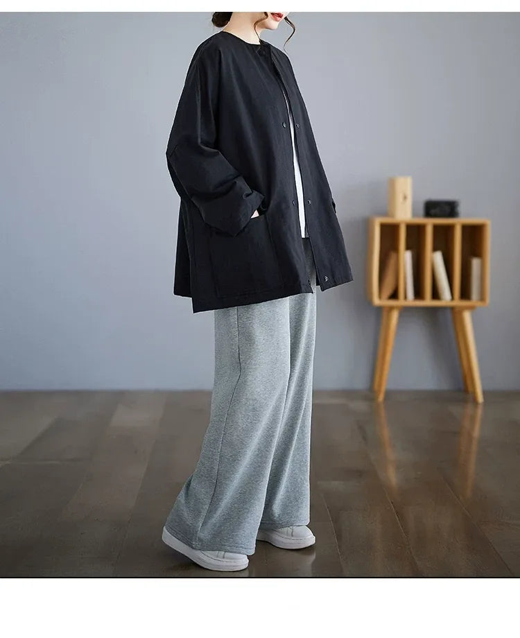 Oversized Square Patch Pocket Button Front Jacket