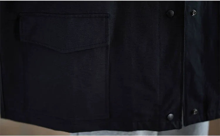 Oversized Square Patch Pocket Button Front Jacket