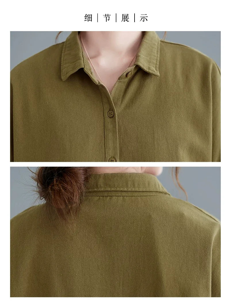 Oversized Utility Shirt with Flap Pockets and High-Low Hem
