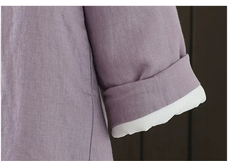 Padded Coat with Stand Collar and Contrast Cuff Trim