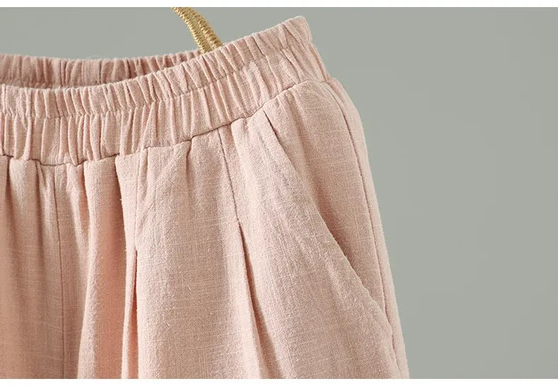Padded Wide-Leg Pants with Turned-Up Cuffs