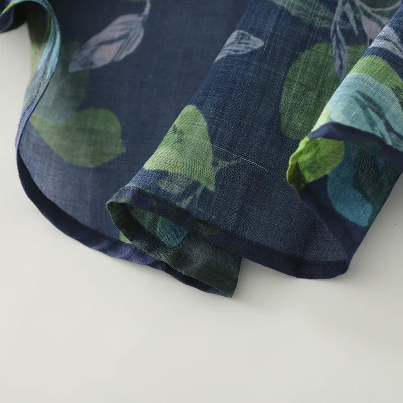 Painterly Floral Print Button-Front Shirt Long Sleeve