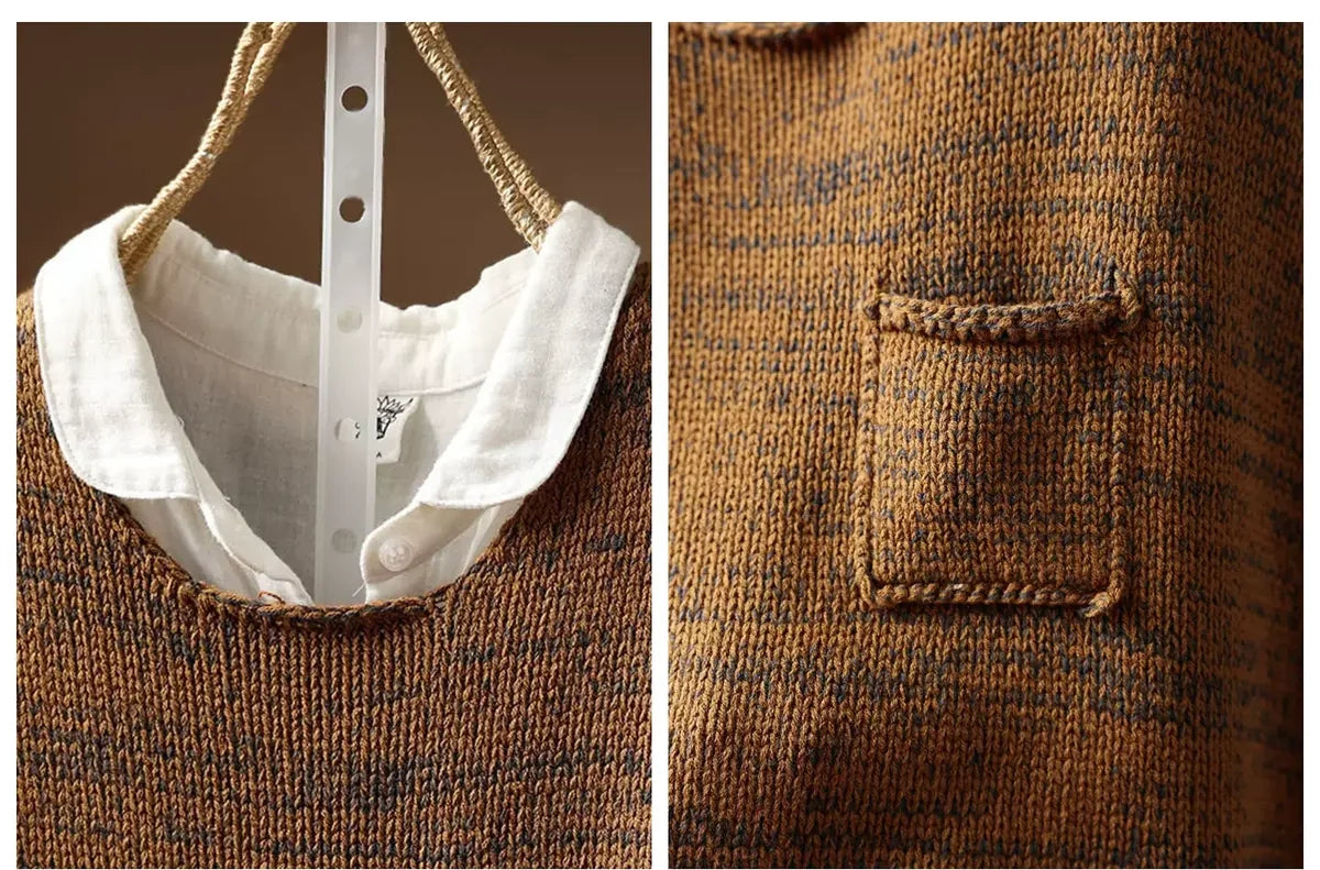 Patch Pocket Color Block Knit Vest