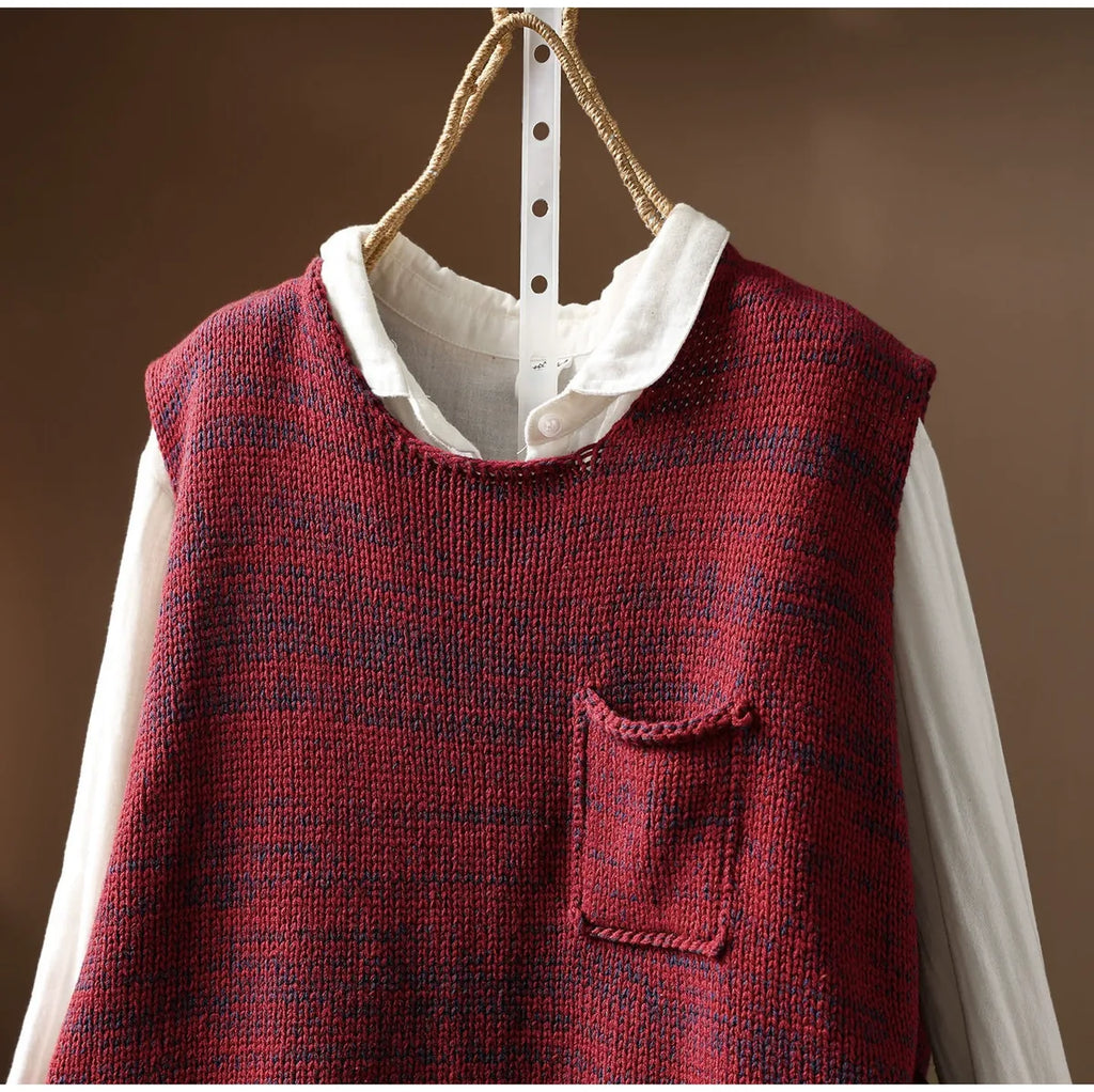 Patch Pocket Color Block Knit Vest