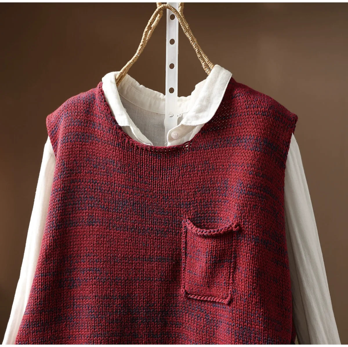 Patch Pocket Color Block Knit Vest