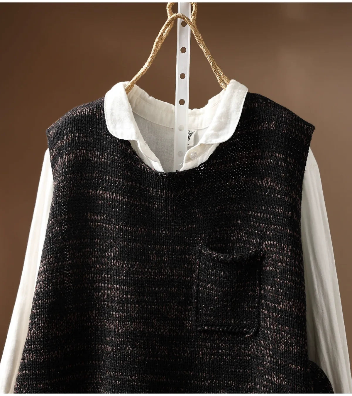 Patch Pocket Color Block Knit Vest